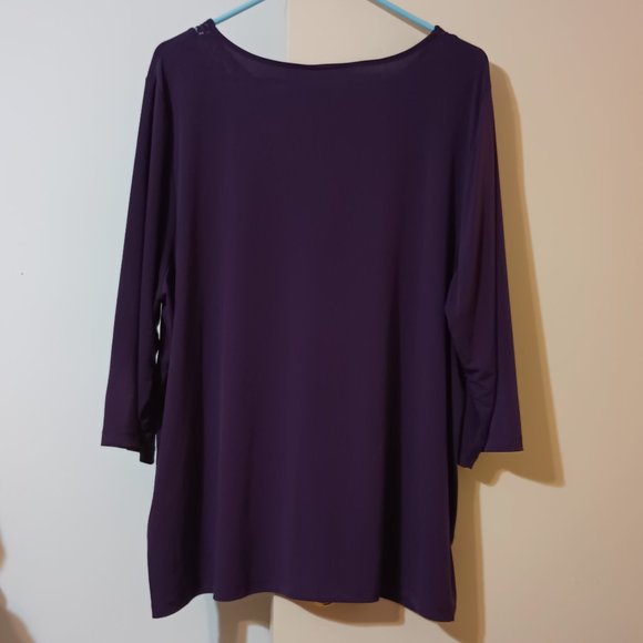 EUC ~Catherines Women's Blouse Royal Violet Scoop Lace Top Long Sleeve ~Size: 1X - Picture 4 of 4
